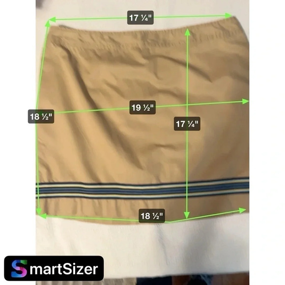 J Crew Woman’s size 14 Khaki skirt with Blue/Yellow Stripe Detail Ribbon - Picture 2 of 9